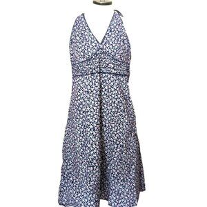 Tommy Hilfiger Halter Dress Blue w/ Cherry Print V neck Size 14 New MSRP $89-lp